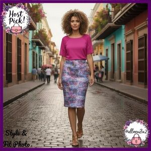 • New • LulaRoe Cassie Floral Watercolor Print Women's Skirt Pink Purple 3XL HP